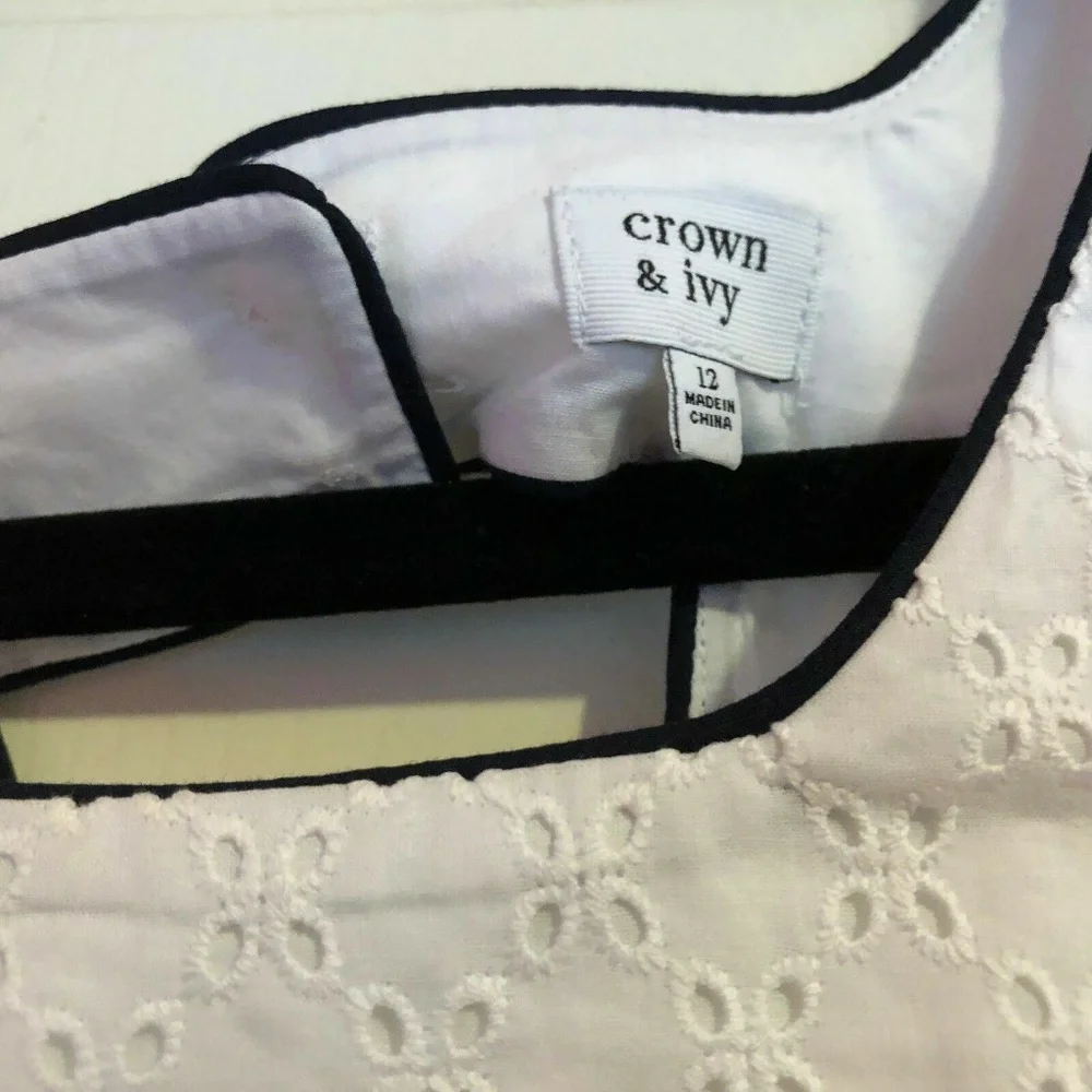 Crown and Ivy White with Blue Trim Ladies Dress Size 12 - Picture 4 of 5